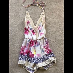 Floral Backless Romper